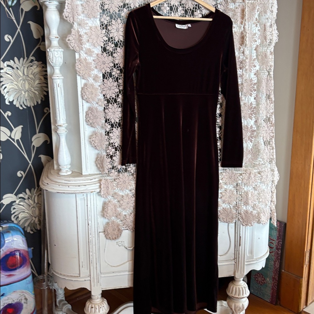 Vintage velvet Chocolate, Brown Maxi
